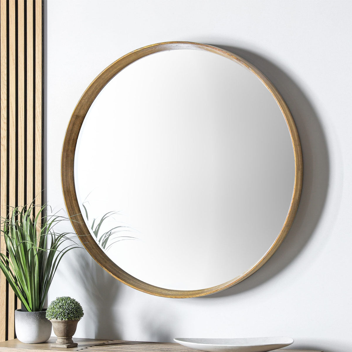 Gallery Direct Keaton Round Mirror Oak 735x735mm