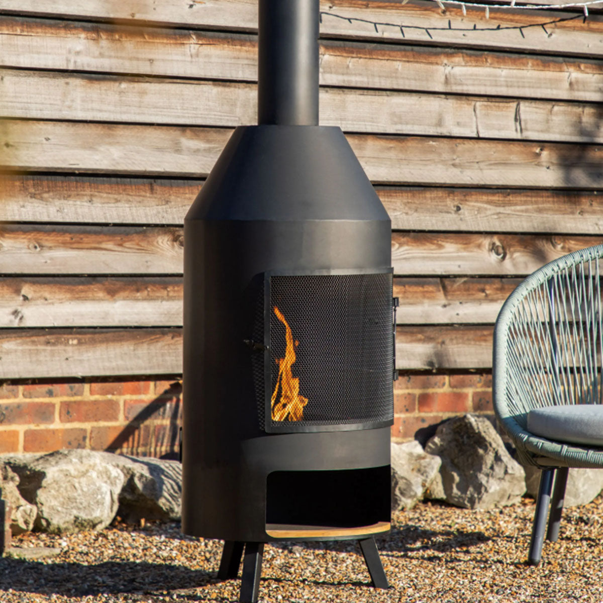 Gallery Direct Firenze Chiminea with Pizza Shelf 500x500x1835mm