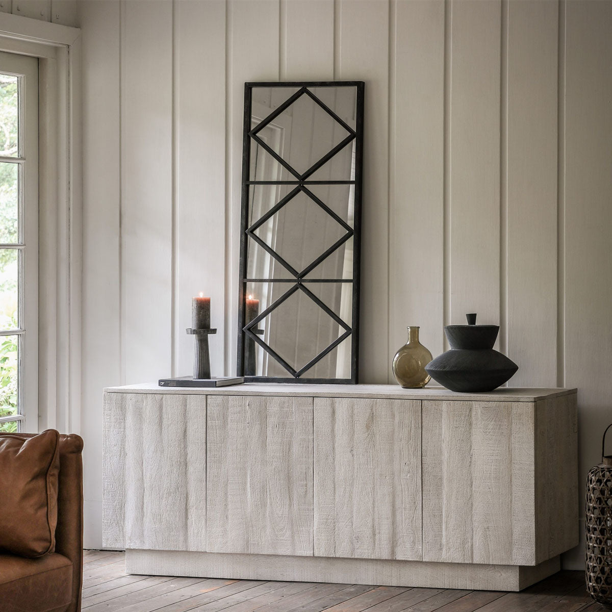 Gallery Direct Iowa 4 Door Sideboard Whitewash 1700x450x700mm