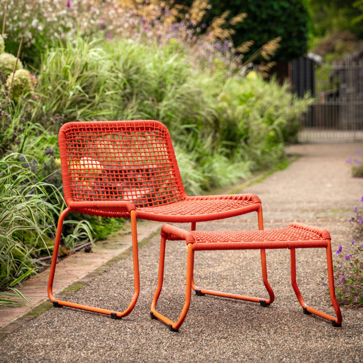 Gallery Direct Sassano Lounge Chair with Footstool Orange