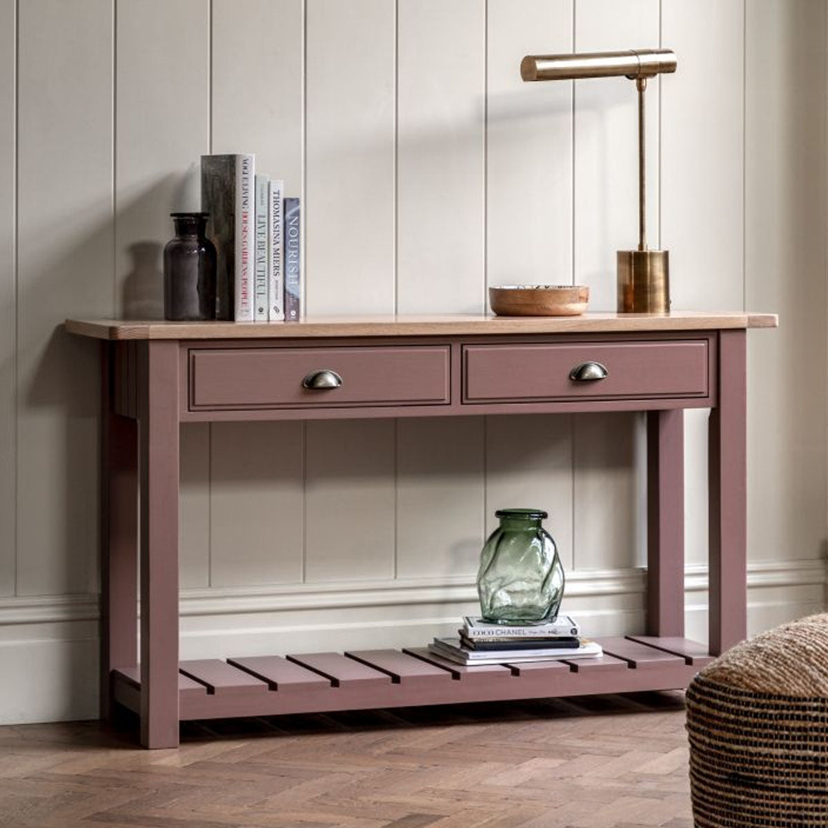 Gallery Direct Eton 2 Drawer Console Clay 1400x380x800mm