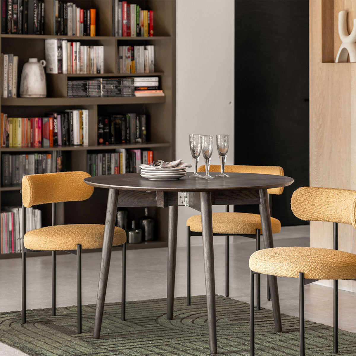 Gallery Direct Hatfield Folding Dning Tble Smoked 1000x1000x750mm