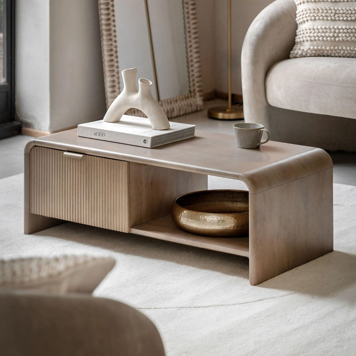 Gallery Direct Colonna 1 Drawer Coffee Table 1000x500x350mm