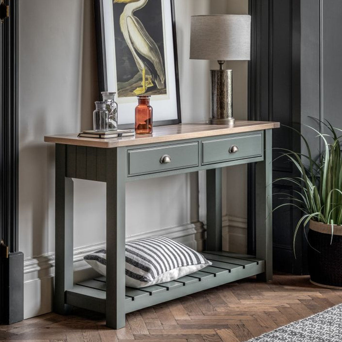 Gallery Direct Eton 2 Drawer Console Moss 1400x380x800mm