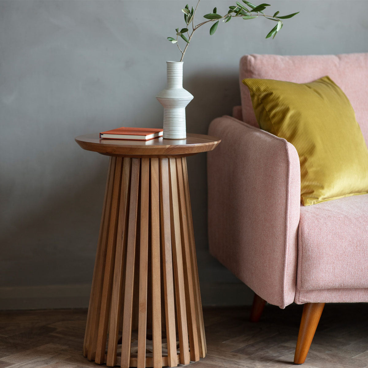 Gallery Direct Brookland Slatted Side Table 400x400x600mm