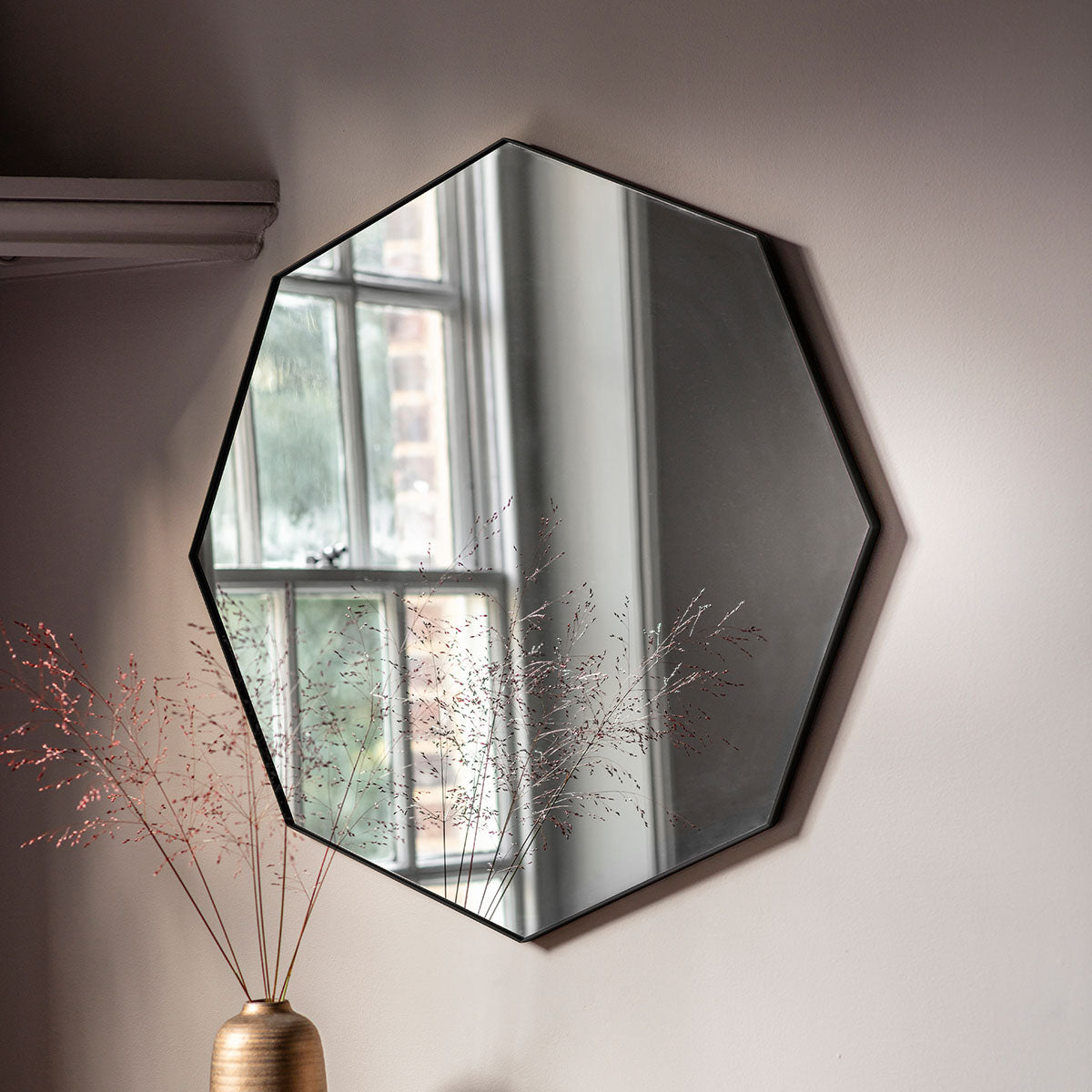 Gallery Direct Bowie Octagon Mirror Black 800x800mm