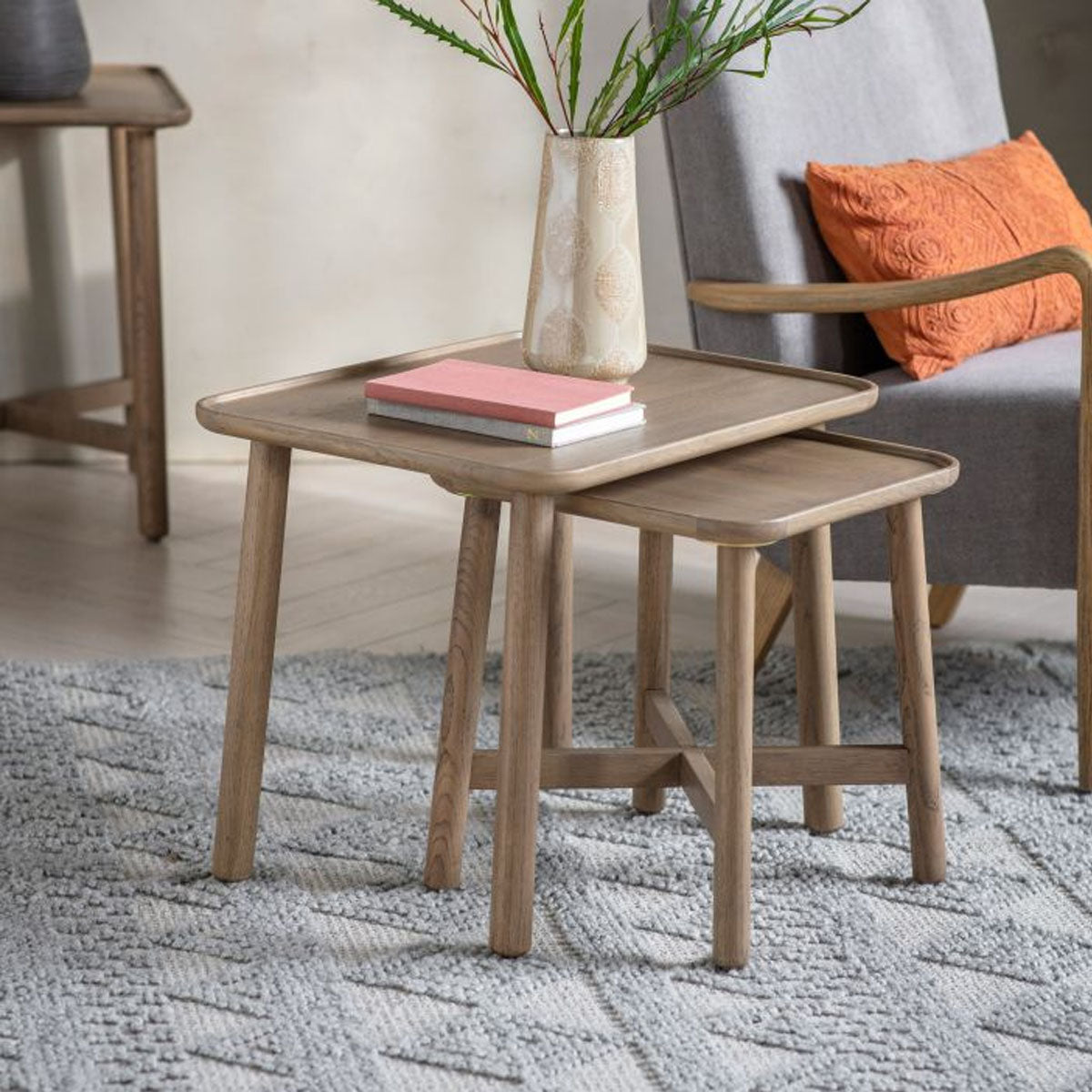 Gallery Direct Kingham Nest Of 2 Tables Grey 600x450x460mm