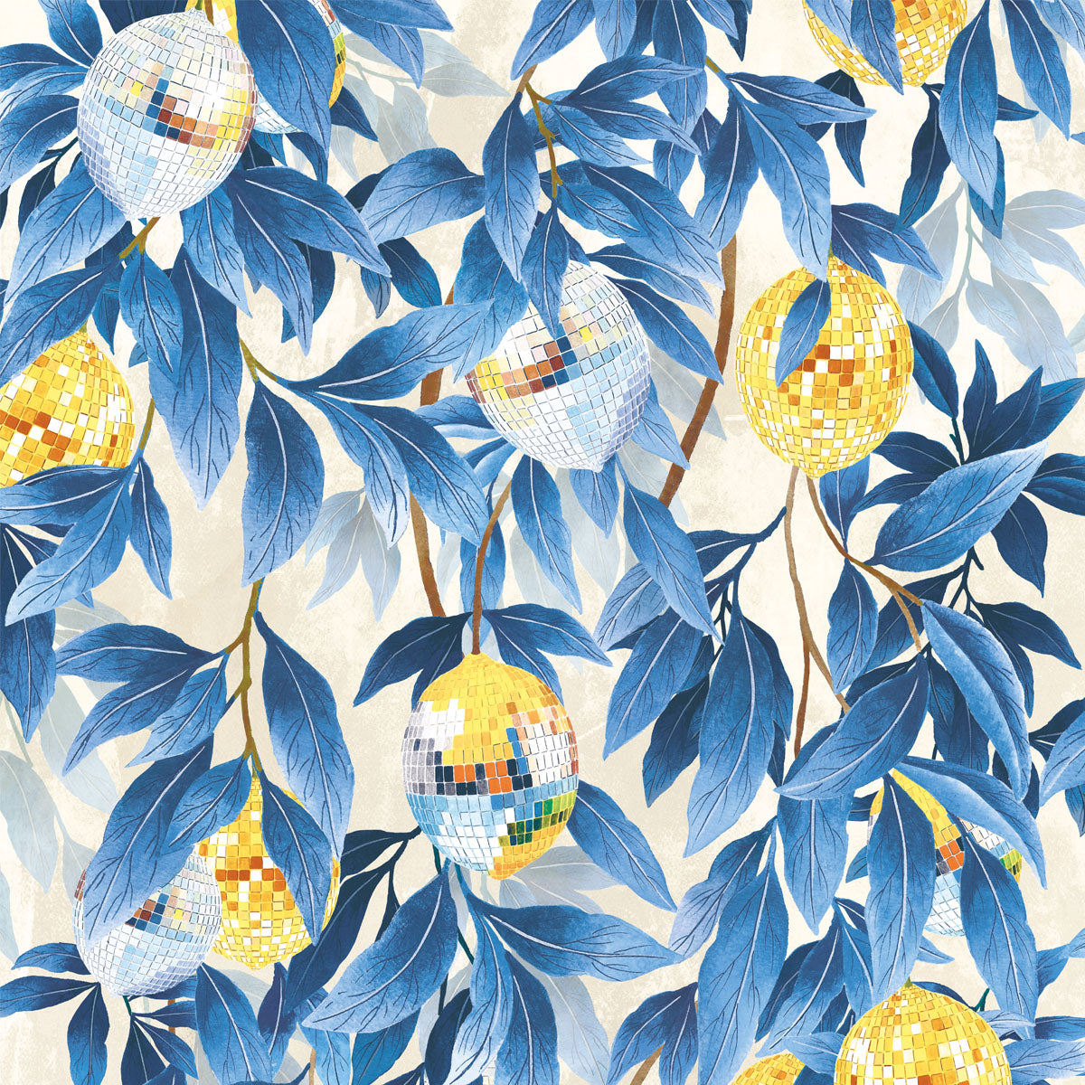 Brand McKenzie Disco Lemons Wallpaper - Mediterranean Blue