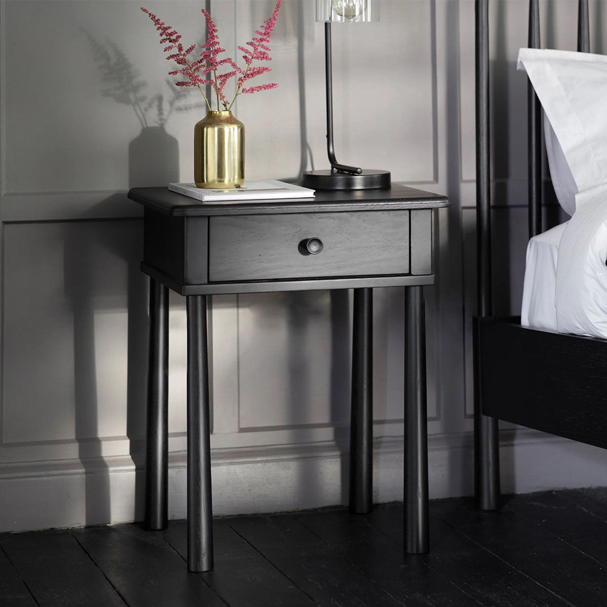 Gallery Direct Wycombe 1 Drawer Bedside Black 500x400x635mm
