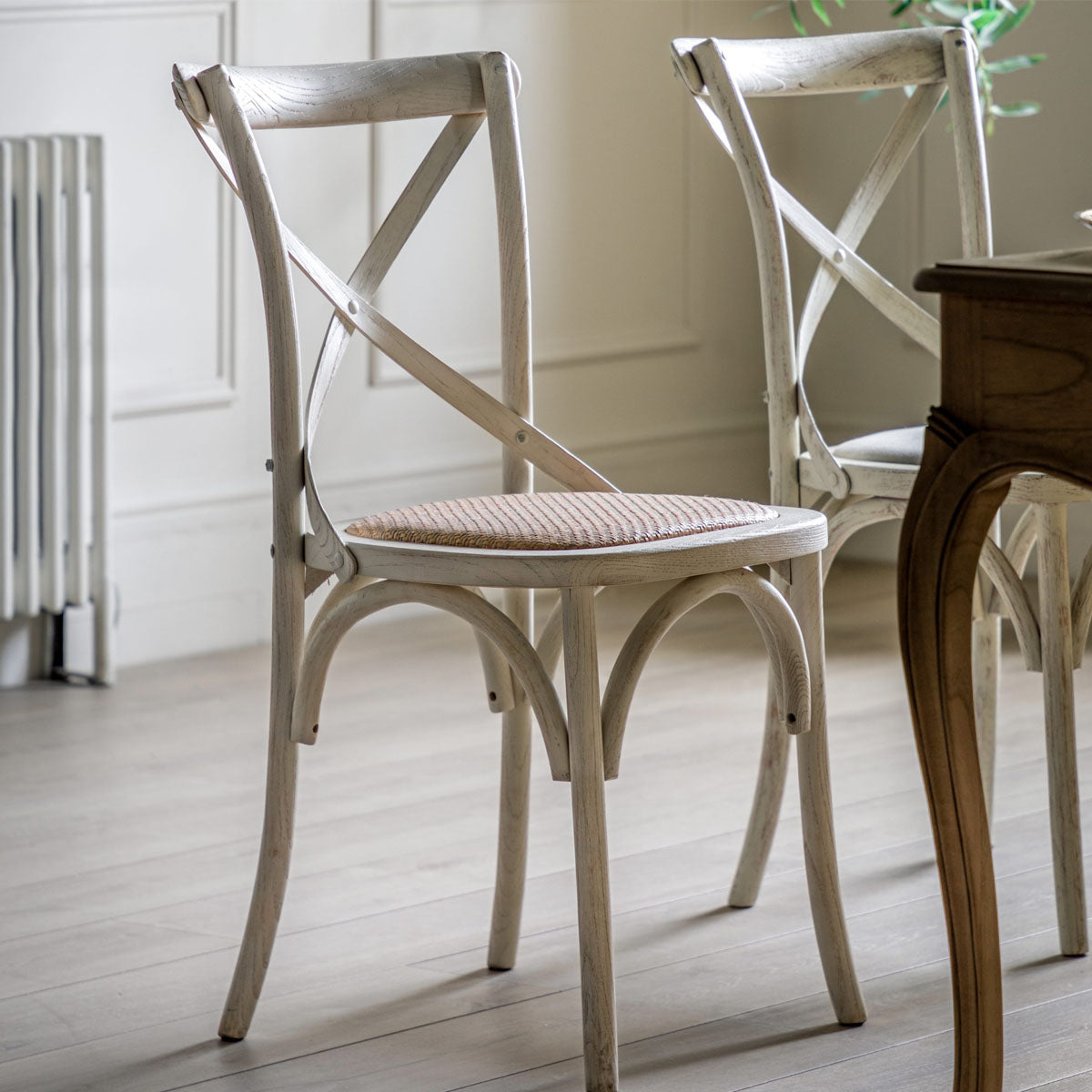 Gallery Direct Cafe Chair White/Rattan (2pk)