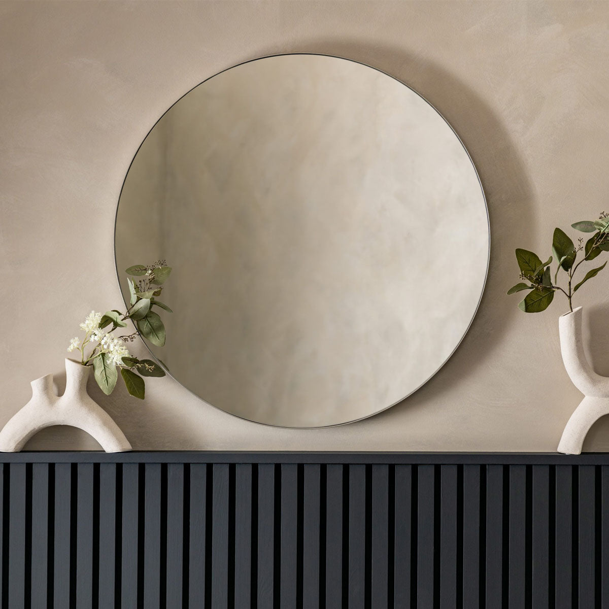 Gallery Direct Bowie Round Mirror Silver 800x800mm