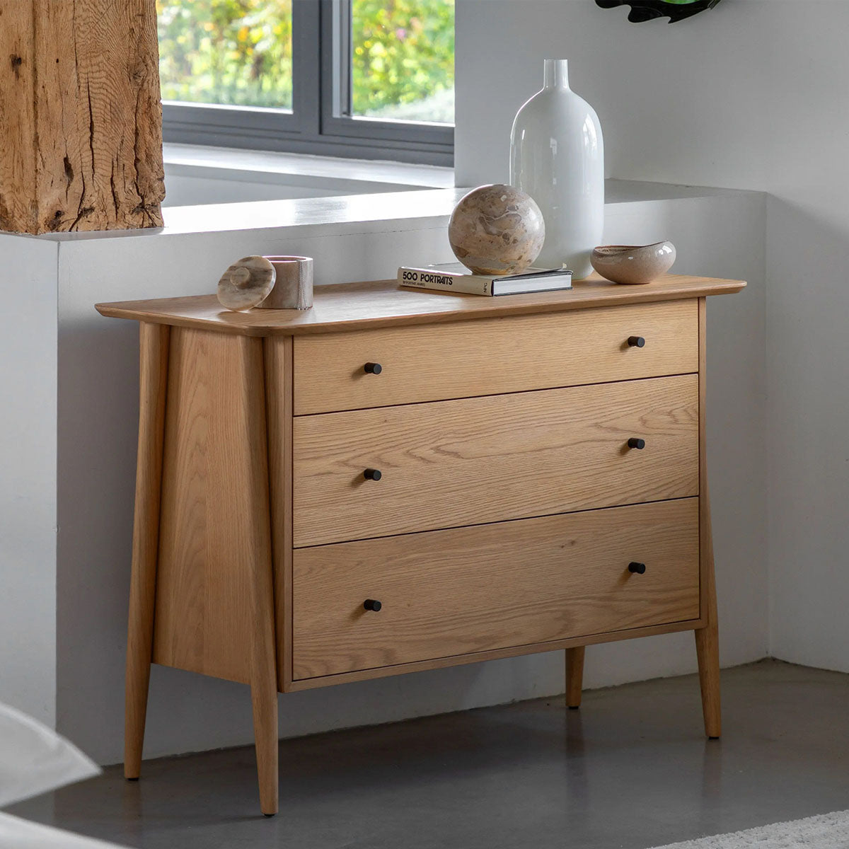 Gallery Direct Hatfield 3 Drawer Chest Natural 1060x450x770mm