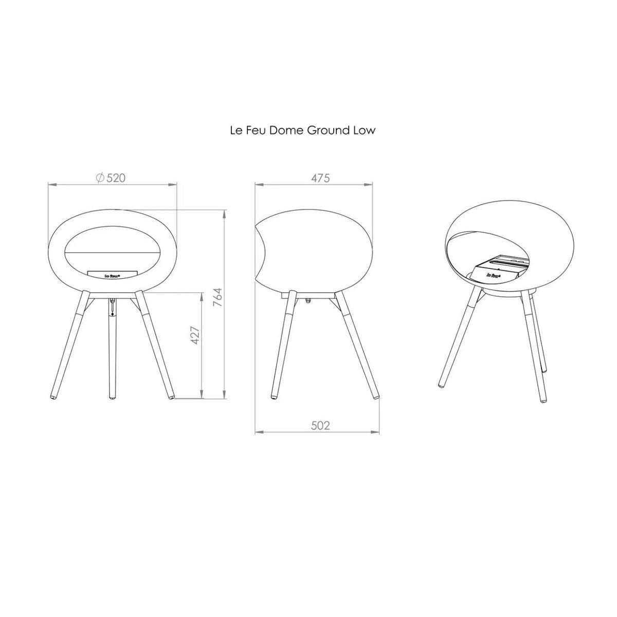 Le Feu Ground Wood Low - Chromed Silver