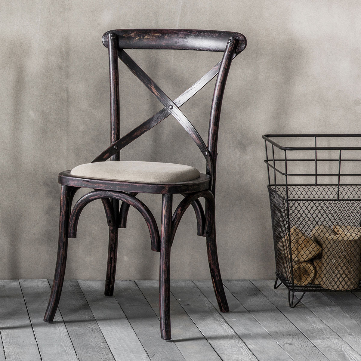 Gallery Direct Cafe Chair Black Linen 470x560x880mm (2pk)