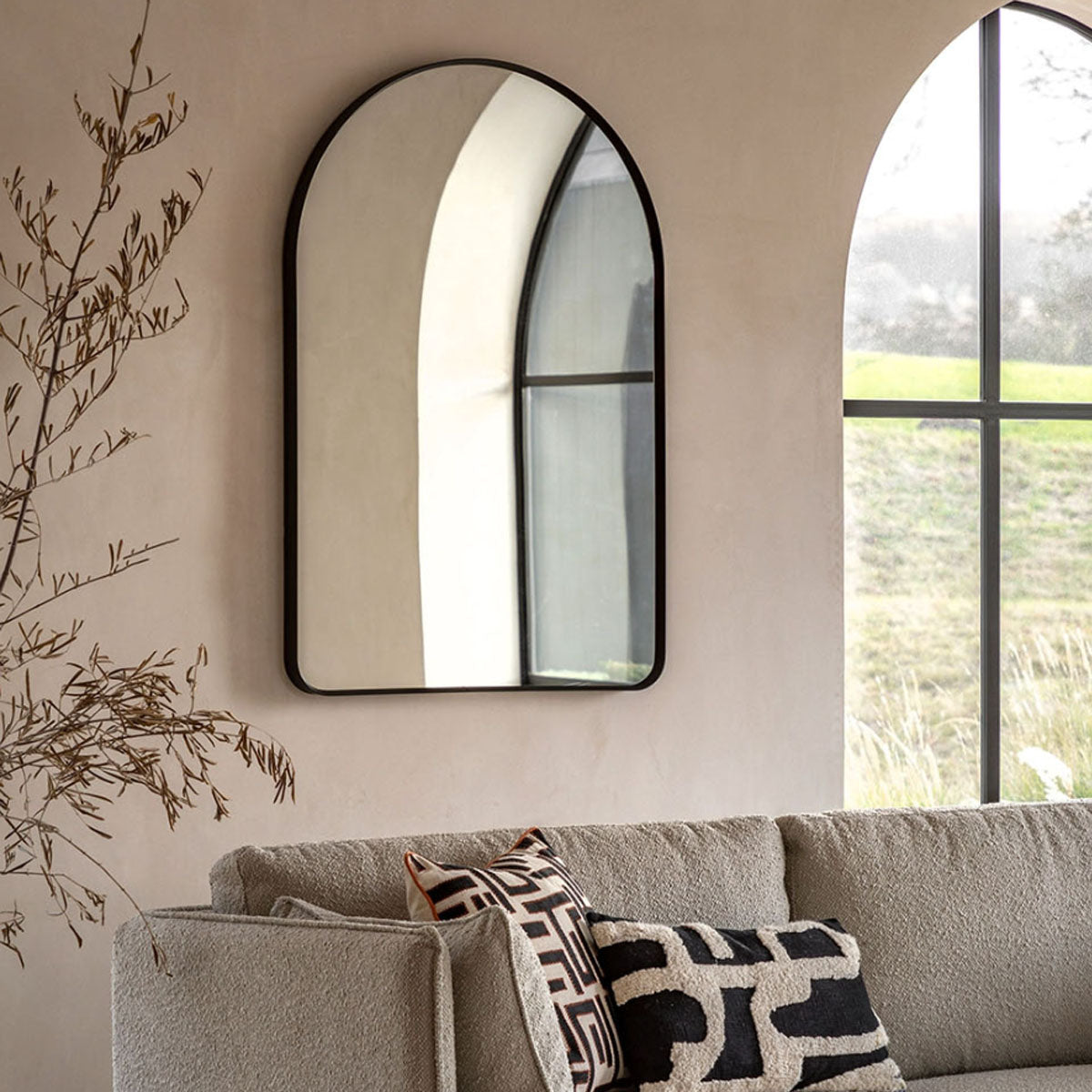 Gallery Direct Holworth Arch Mirror Black 600x35x900mm