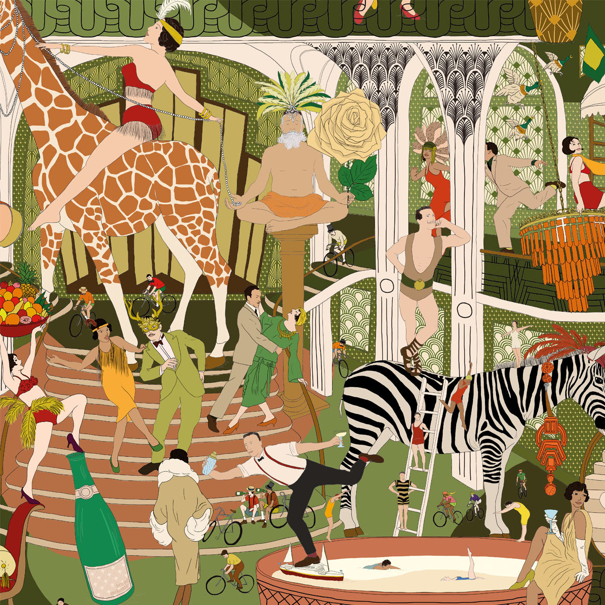 Brand McKenzie Mayhem Mansion Wallpaper - Vintage Olive