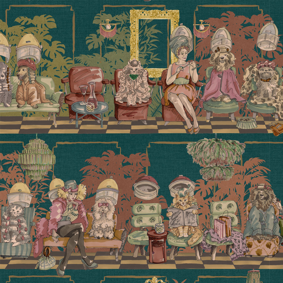 Brand McKenzie The Parlour Wallpaper - Teal Tone