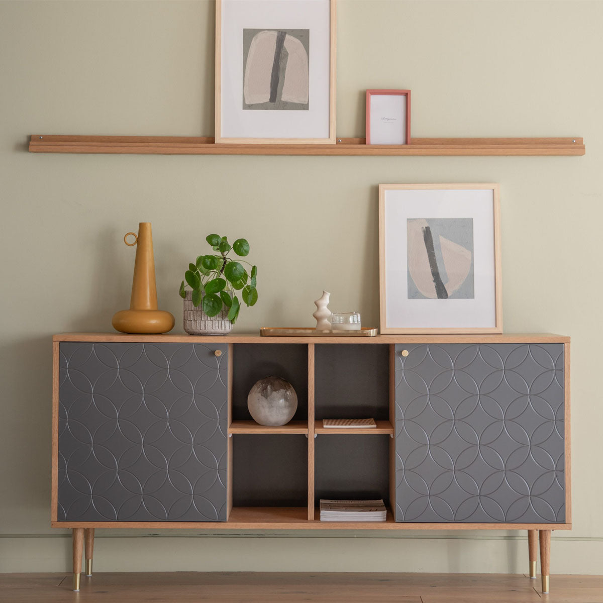Gallery Direct Newbury Sideboard Oak Grey 1600x400x790mm