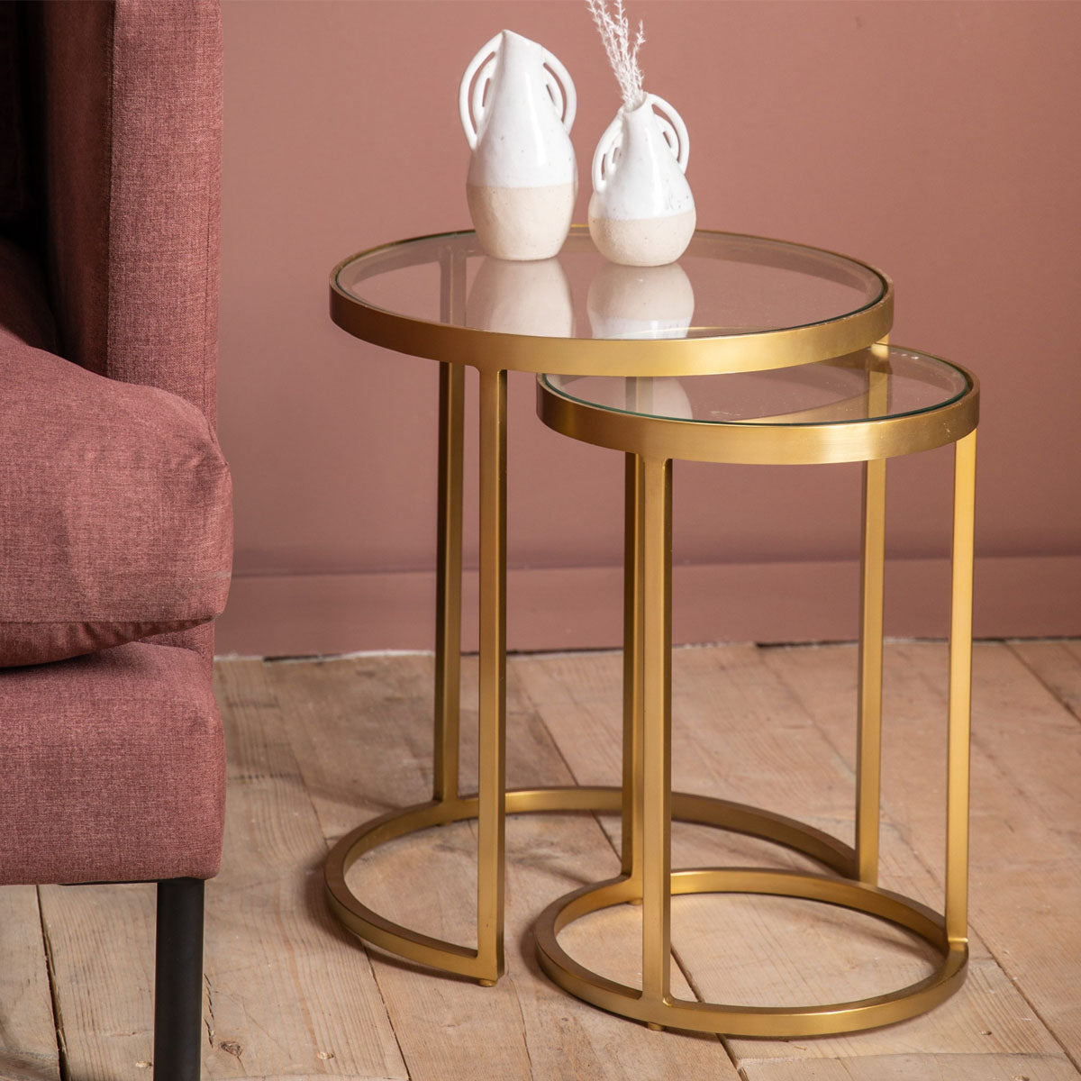 Gallery Direct Rowe Nest of Two Tables Gold