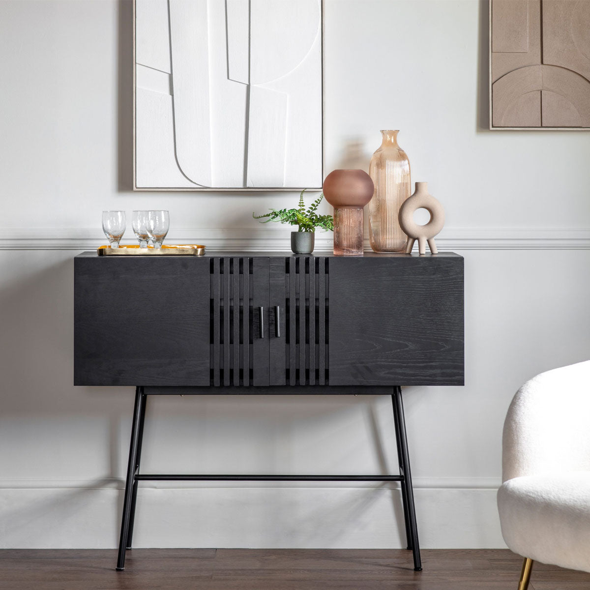 Gallery Direct Holsen 2 Door Sideboard Black 1200x420x970mm