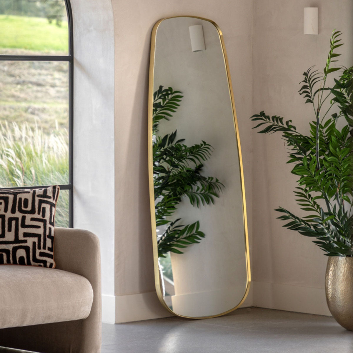Gallery Direct Holworth Shaped Leaner Gold 700x1700mm