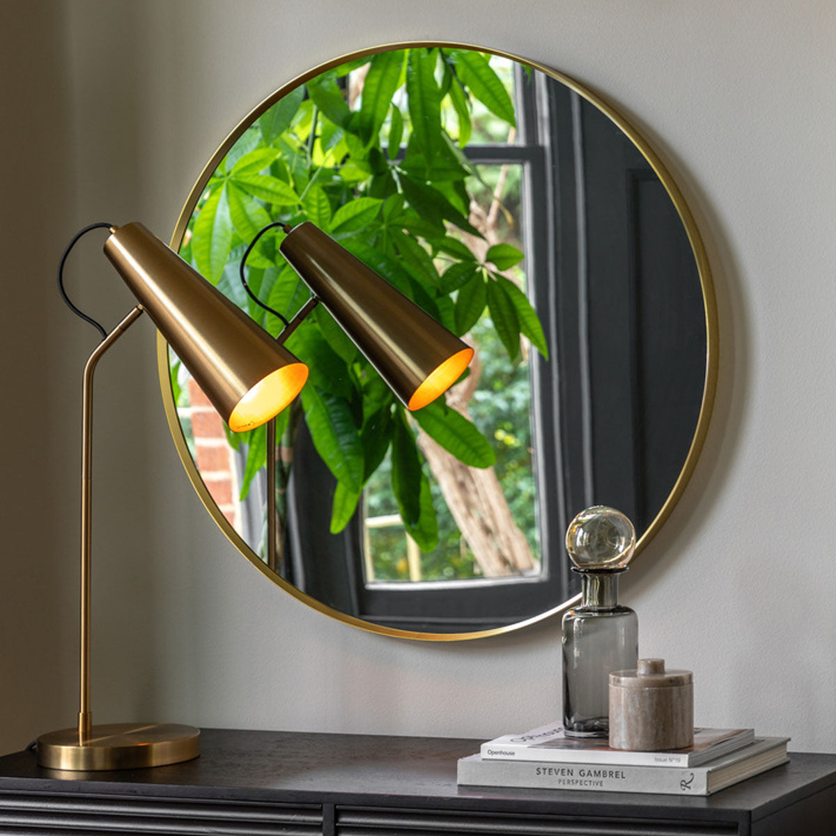 Gallery Direct Holworth Large Round Mirror Gold 800x35x800