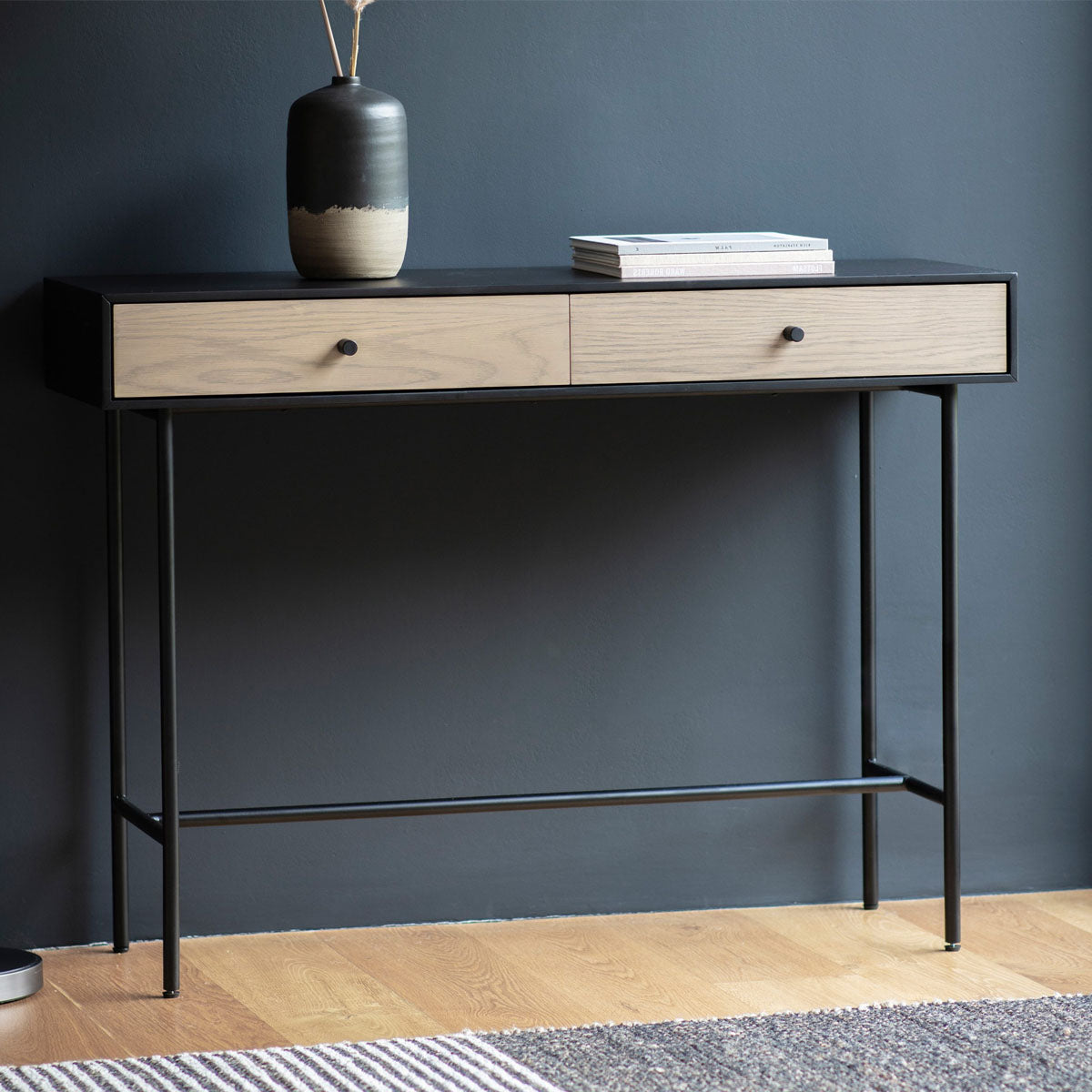 Gallery Direct Carbury 2 Drawer Console Table 1100x350x800mm