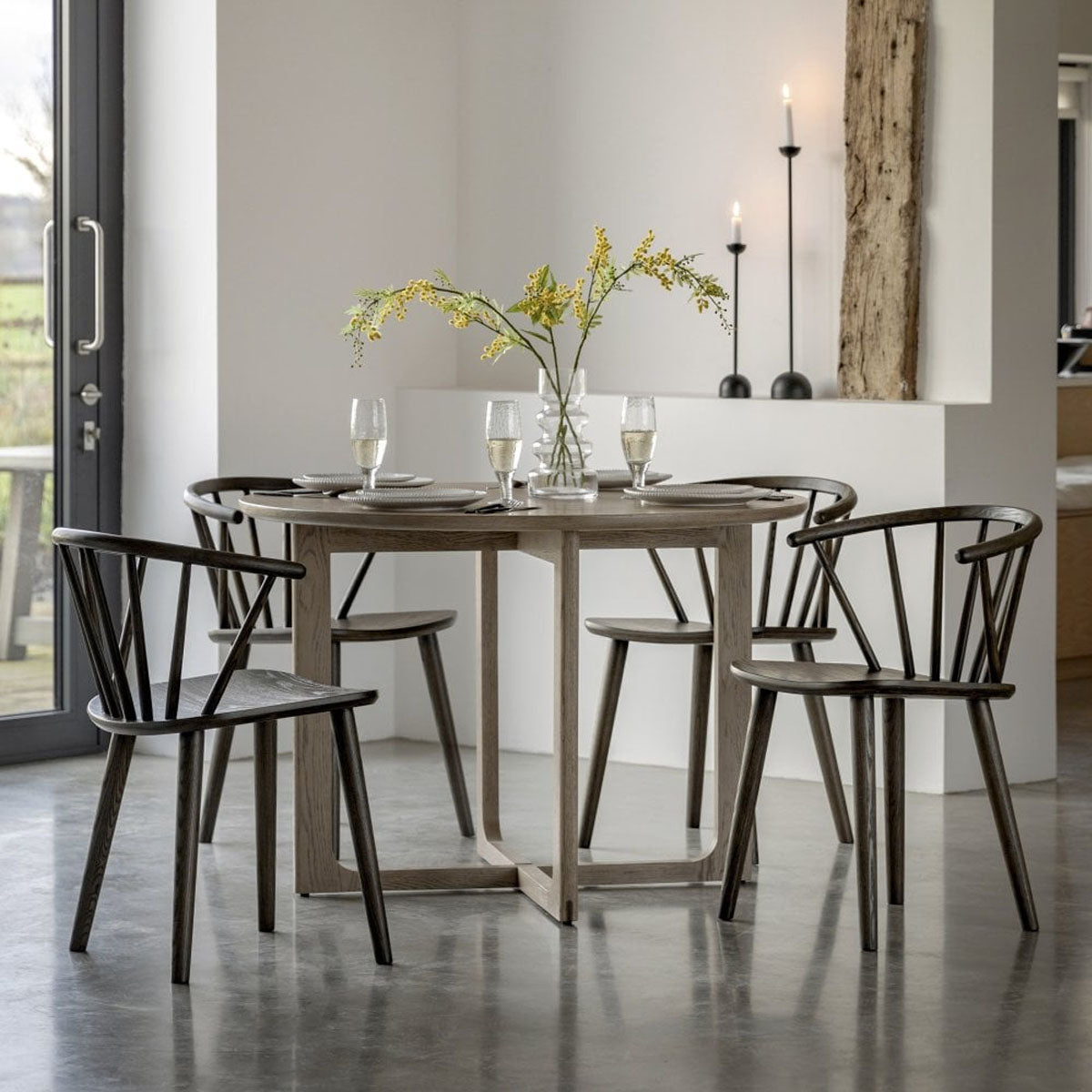 Gallery Direct Craft Round Dining Table Smoked 1100x1100x750mm