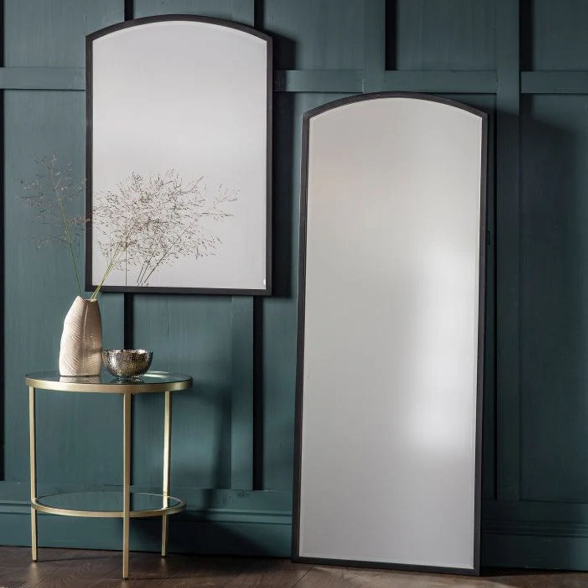 Gallery Direct Higgins Arch Mirror Black 600x1500mm