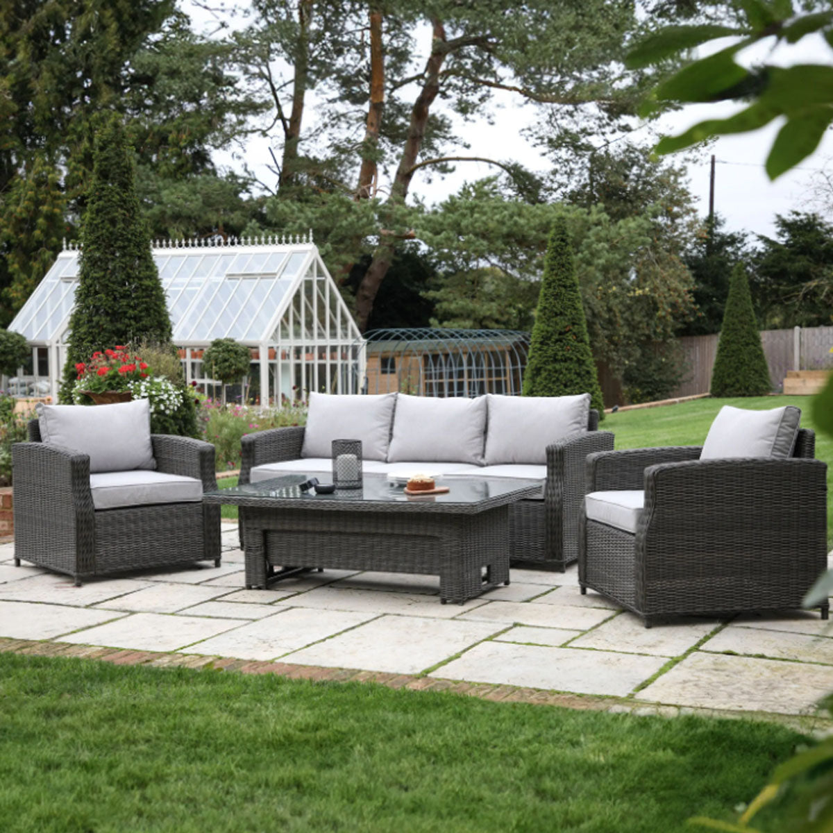 Gallery Direct Sovera 3 Seater Dining Set Rising Table Grey