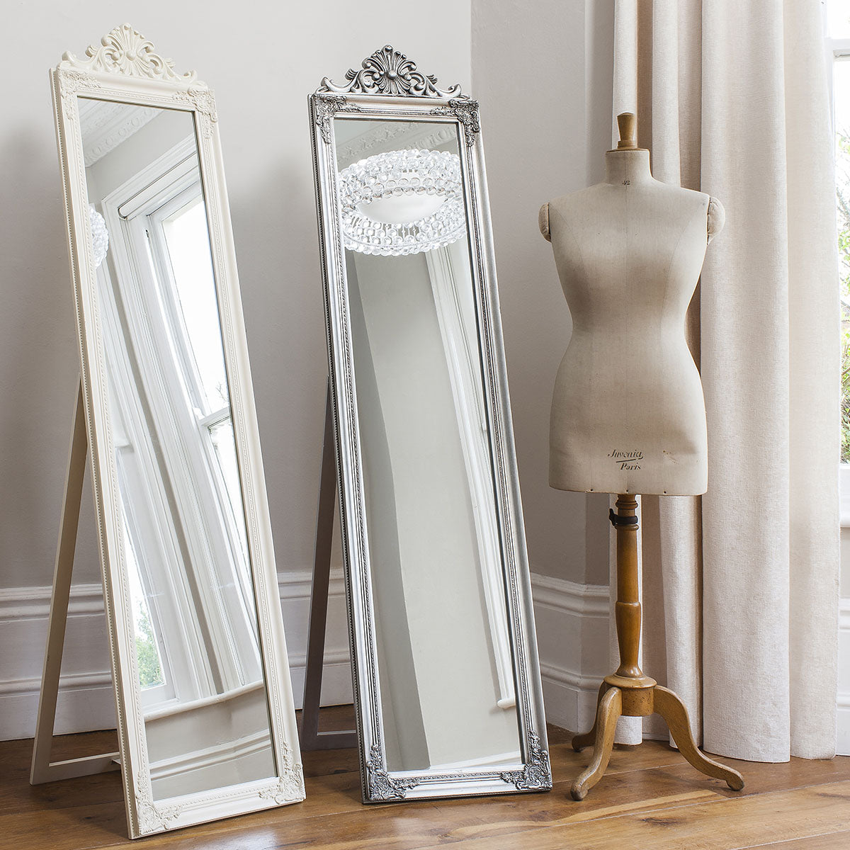 Gallery Direct Lambeth Wood Cheval Mirror Silver 1790x455mm