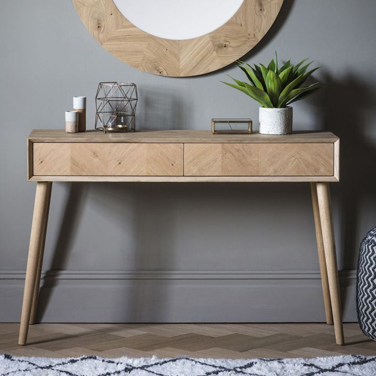 Gallery Direct Milano 2 Drawer Console Table 1200x380x800mm