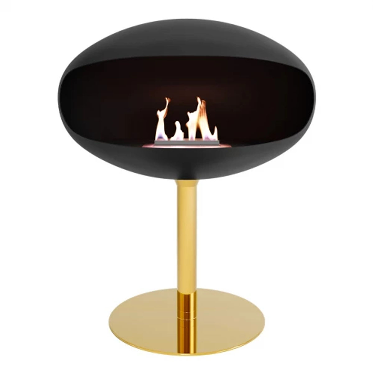 Cocoon Fires Cocoon Pedestal - White or Black with a Brass Base