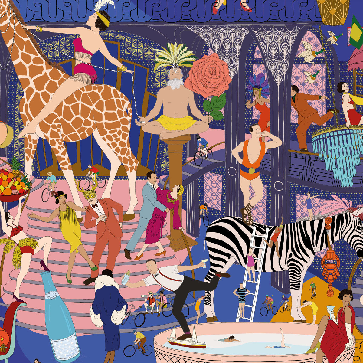 Brand McKenzie Mayhem Mansion Wallpaper - Electric Blue