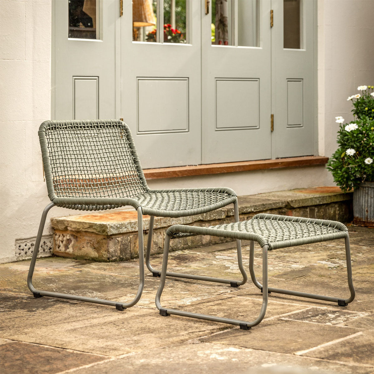 Gallery Direct Sassano Lounge Chair with Footstool Green
