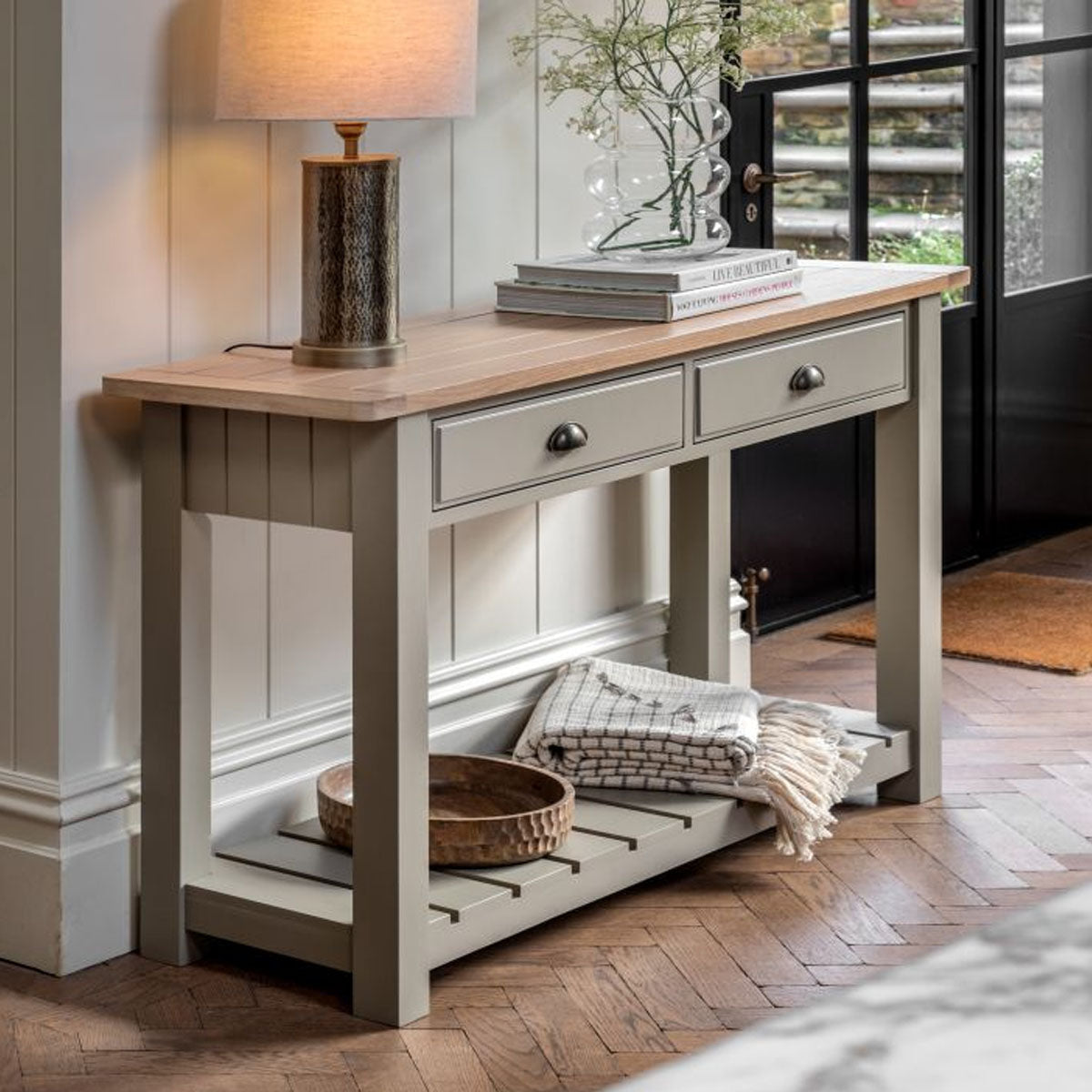 Gallery Direct Eton 2 Drawer Console Prairie 1400x380x800mm