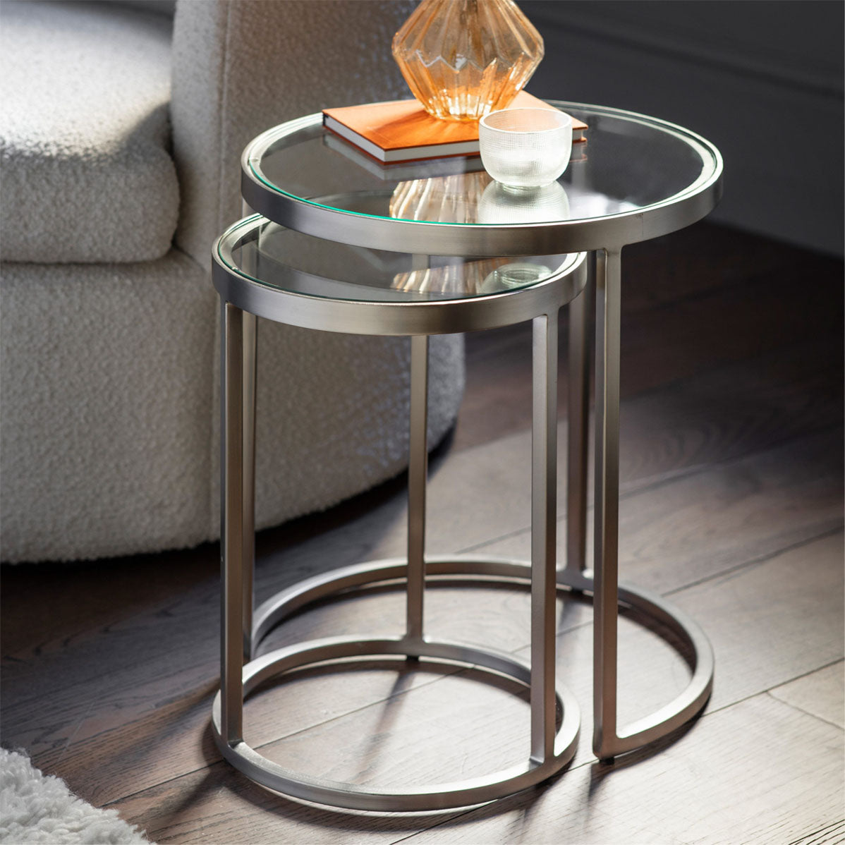 Gallery Direct Rowe Nest of Two Tables Silver