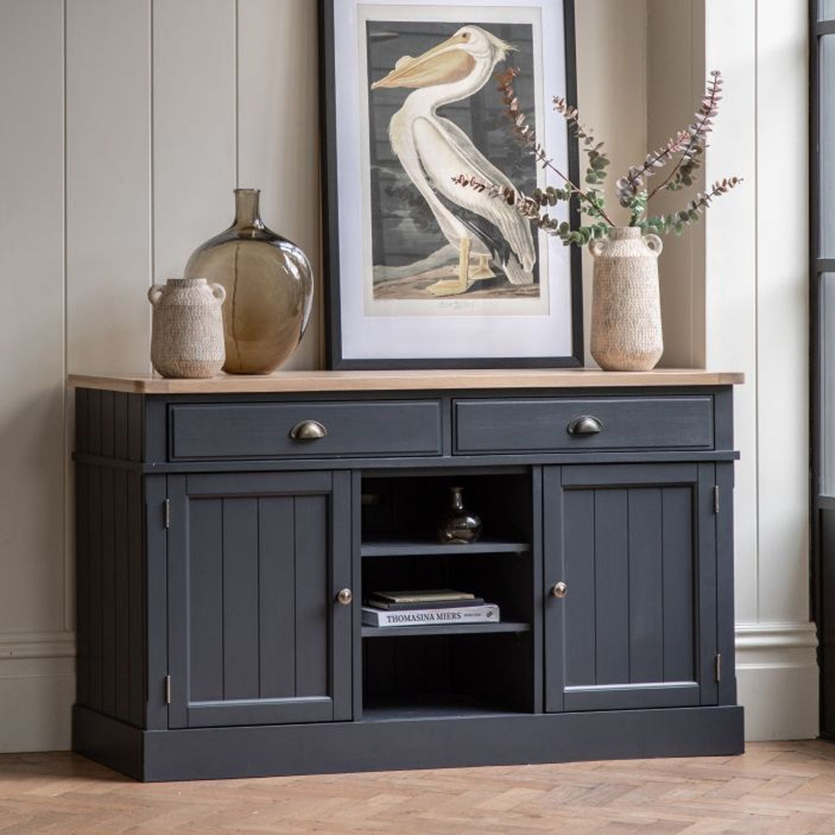 Gallery Direct Eton 2 Door/2 Drawer Sdbrd Meteor 1400x450x800mm