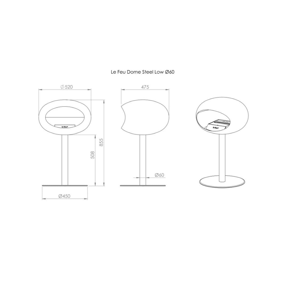 Le Feu Ground Steel Low - Chromed Rose Gold - 25mm Pole Width