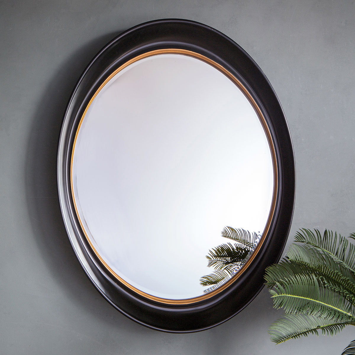 Gallery Direct Fiddock Mirror Black and Gold 1000x85x770mm