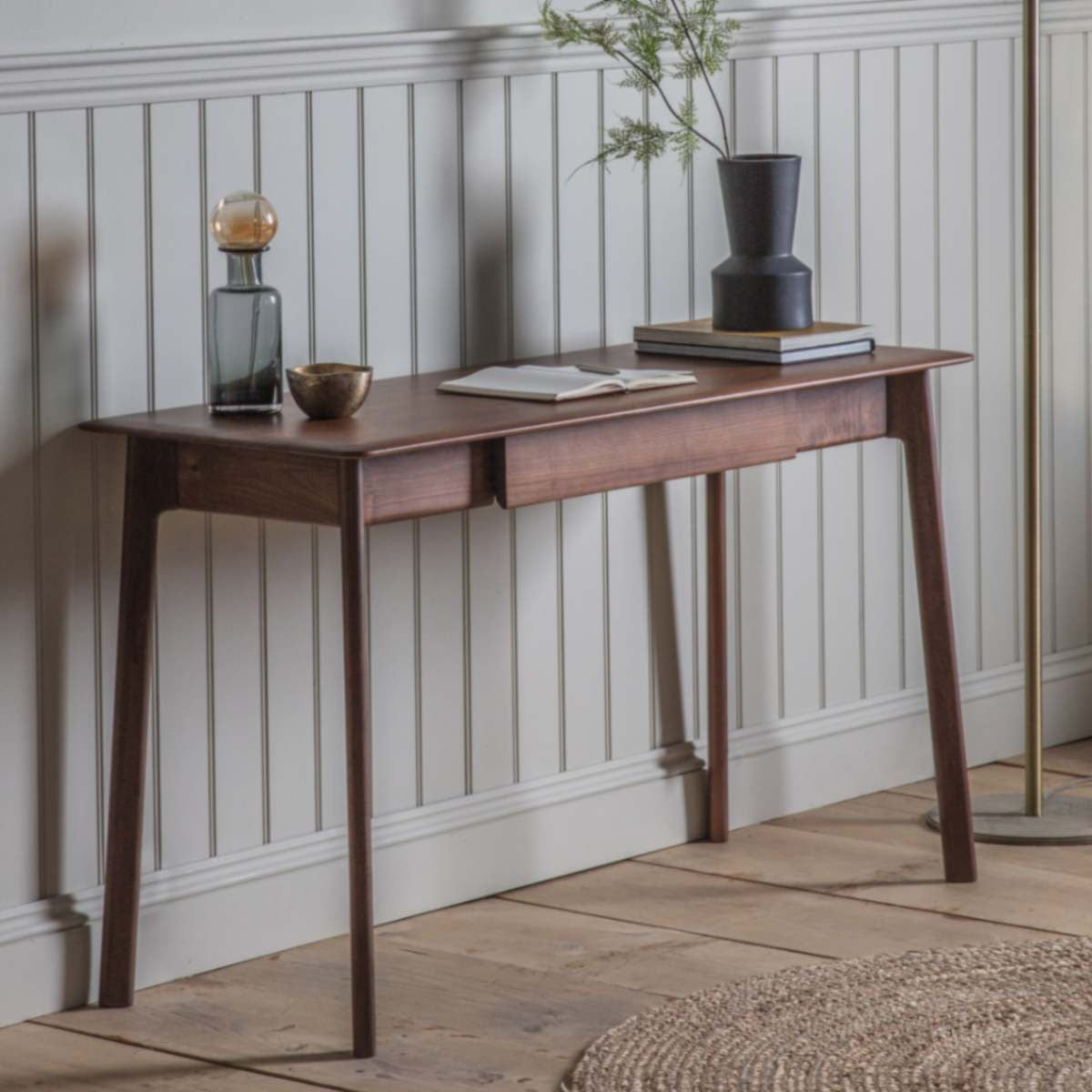 Gallery Direct Madrid 1 Drawer Desk Walnut 1300x500x750mm