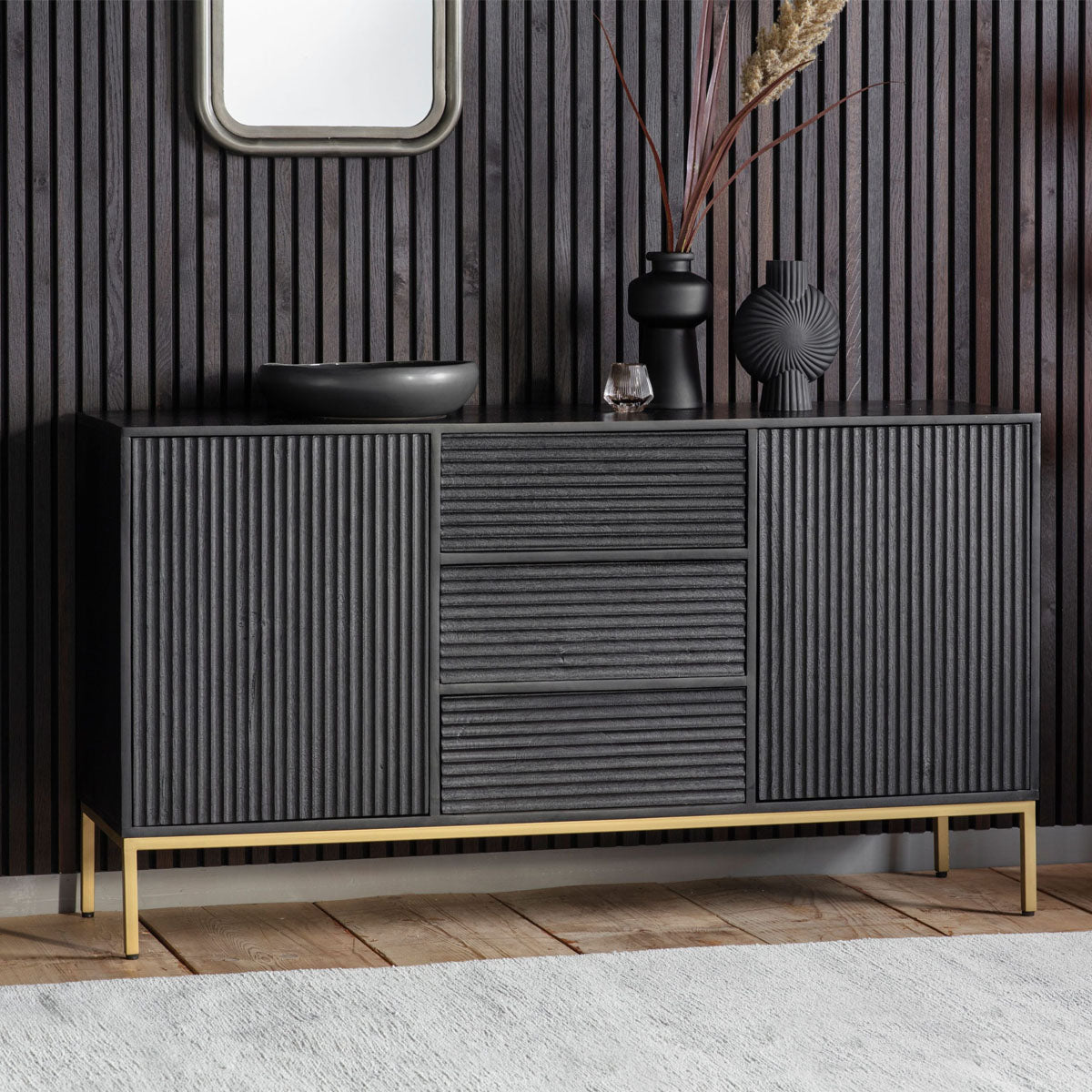 Gallery Direct Ripple 2 Door 3 Drawer Sideboard 1500x400x810mm