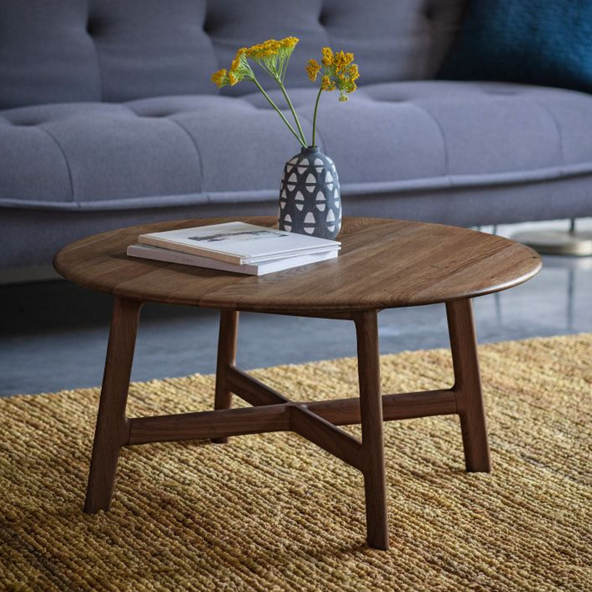 Gallery Direct Madrid Round Coffee Table Walnut 800x800x400mm