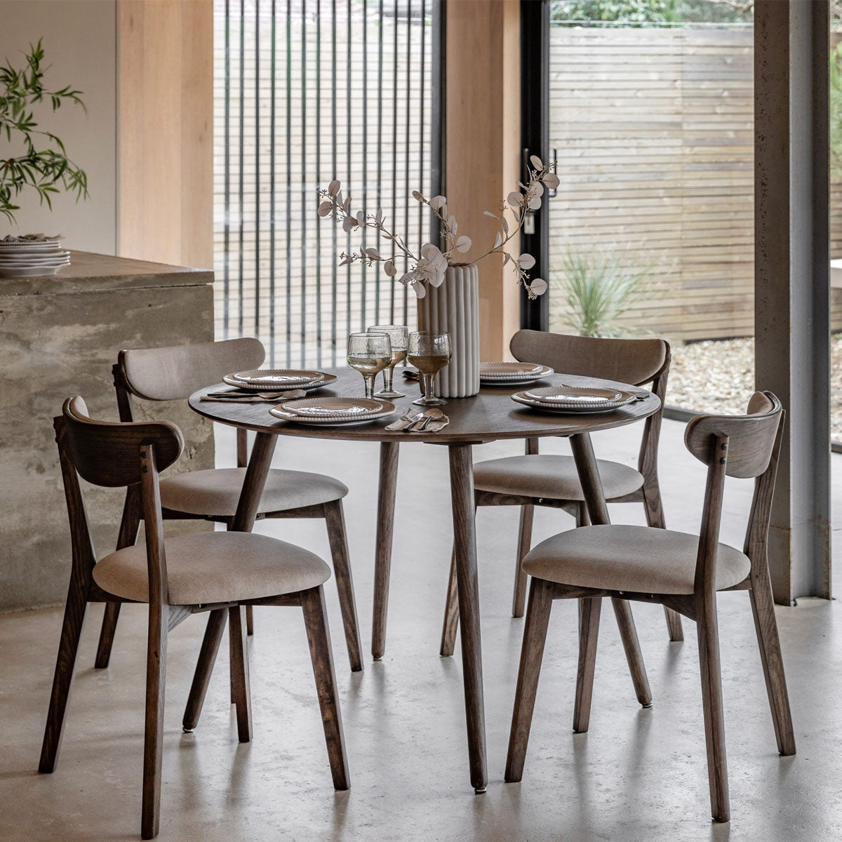 Gallery Direct Hatfield Round Dining Table Smoked 1100x1100x750mm