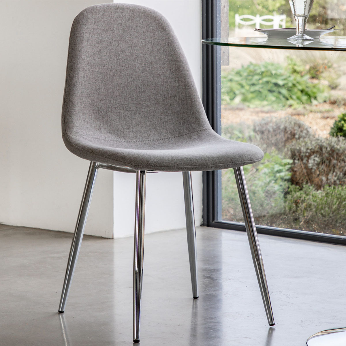Gallery Direct Millican Dining Chair Chrome / Light Grey (2pk)