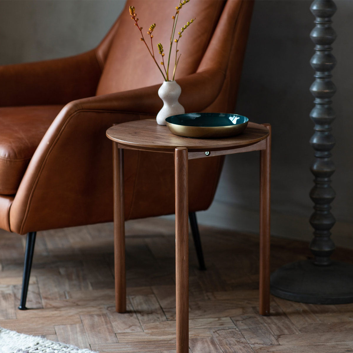 Gallery Direct Burley Side Table Walnut 400x400x500mm