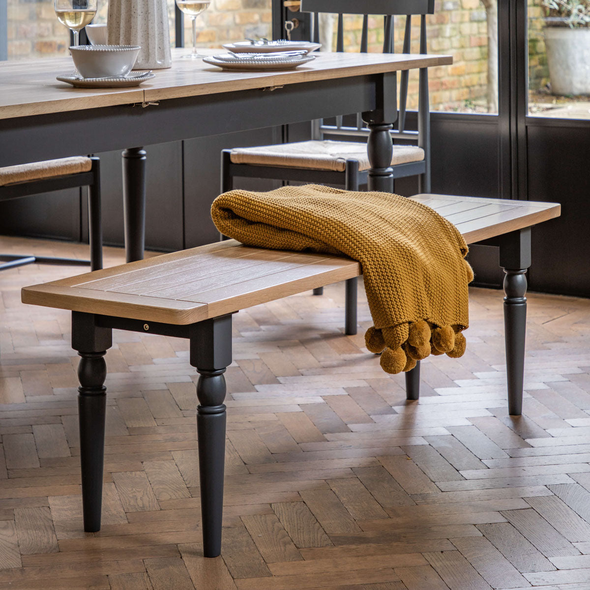 Gallery Direct Eton Dining Bench Meteor 1500x380x450mm