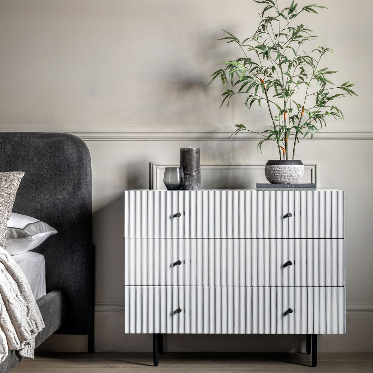 Gallery Direct Buckhurst 3 Drawer Chest White 400x900x750mm