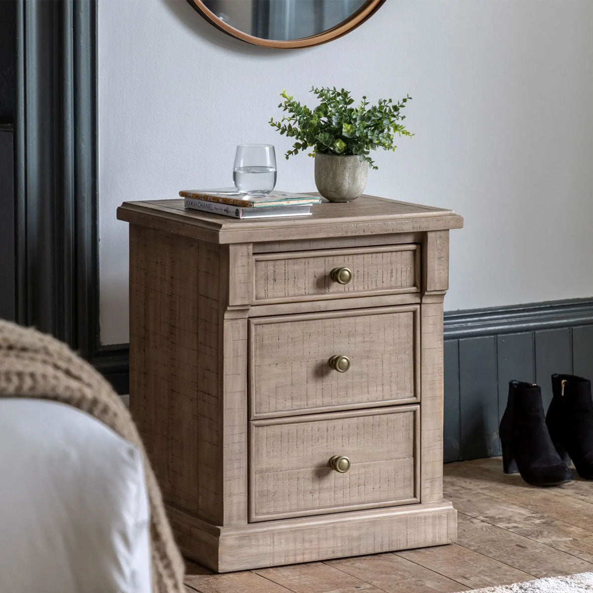 Gallery Direct Vancouver 3 Drawer Bedside 520x450x650mm