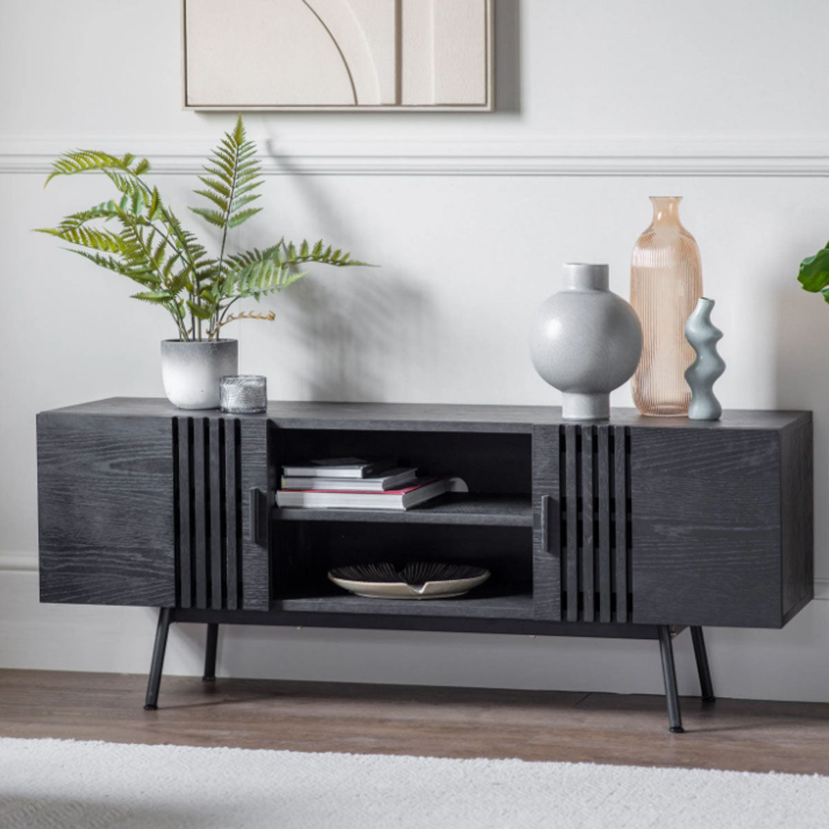 Gallery Direct Holsen Media Unit Black 1400x420x550mm